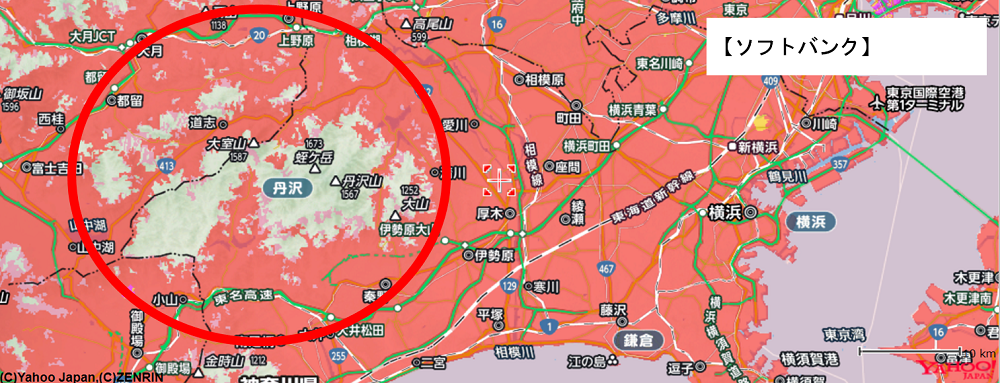 ソフトバンクのエリアマップ