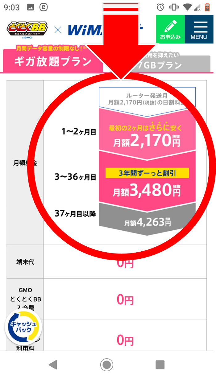 WIMAXキャンペーン比較
